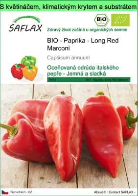 Obrázek produktu pro SAFLAX Garden to go - BIO - Paprika - Long Red Marconi - Capsicum annuum - 20 Semena - S květináčem, klimatickou poklicí a pěstebním substrátem