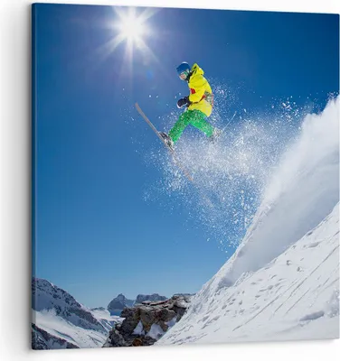 Produktbild von Bild auf Leinwand - Leinwandbild - Ski Winter Schnee Berg - 50x50cm - Wand Bild - Wanddeko - Leinwanddruck - Bilder - Kunstdruck - Wanddekoration - Leinwand bilder - Wandkunst - AC50x50-2856