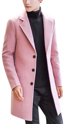 Produktbild von Springrain Herren Wollmischung Erbsenmantel Einreihiger Mantel Warm Winter Trenc