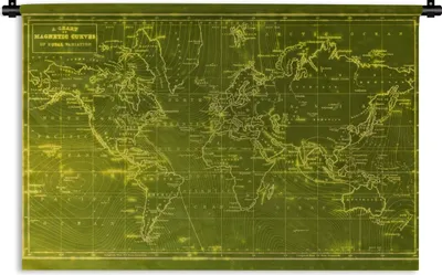 Produktbild von MuchoWow® Wandteppich Wandbehang Weltkarte - Vintage - Lila 90x60 cm Tapisserie Dekoration Wandtuch - Wandskulpturen - Bildteppich
