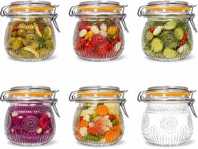 6 luftdichte Glasdosen 473 ml mit Bügelverschluss, spülmaschinengeeignet