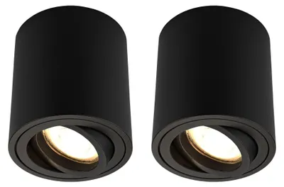 Produktbild von Ledvion 2er Set LED Aufbauspot Schwarz Rund 3W Warmweiss