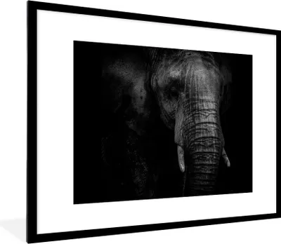 Produktbild von MuchoWow® MuchoWow® Gerahmtes Poster Elefant - Tier - Porträt 80x60 cm - Poster mit zchwarzem Bilderrahmen - Schlafzimmer-Dekorationen - Fotoposter