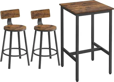 Produktbild von VASAGLE Bartisch mit 2 Barhockern Set, einfache Montage, Industrie-Design, vintagebraun-schwarz