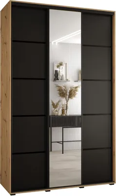 Produktbild von MEBLE KRYSPOL Davos 5 Schrank, drei Türen - 235,2x150x45 cm - Artisan Schwarz Schwarz