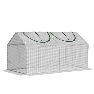 Image de Outsunny Serre en film plastique avec fenêtre PE Maison de tomates 120x60x60cm Blanc