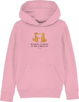 Produktbild von Mr. & Mrs. Panda Kinderpullover Füchse Liebe 9-11 Jahre (134/146) - Baumwolle Pink - Geschenk, Sweatshirt, Sweater, Freundin, Partner, Kapuzenpulli, Ehefrau, Fuchs, Pullover