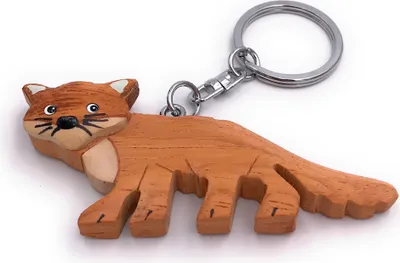 Produktbild von Onwomania Schlüsselanhänger aus Holz Fuchs Rotfuchs Wildhund Raubtier Waldtier Anhänger Charm
