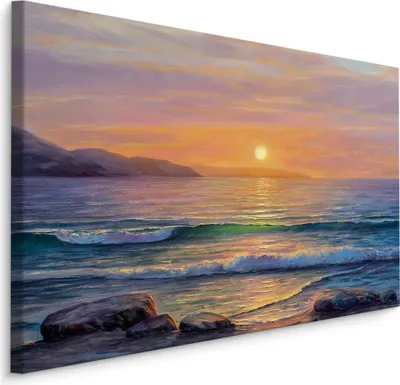 Produktbild von Fabelhafte Canvas LEINWAND BILDER 120x80 cm XXL Kunstdruck Meer Felsen Sonnenuntergang