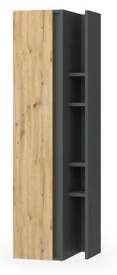 Image de Armoire murale Vicco Edelin Anthracite/Artisan 35x120cm avec 4 compartiments de rangement, Model 57991