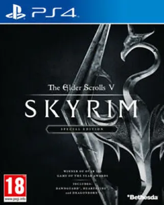 The image shows the cover art for the video game 'The Elder Scrolls V: Skyrim - Special Edition' for PlayStation 4.