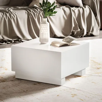 Immagine prodotto di FineBuy Tavolino da caffè MONOBLOC 60x60x35 cm Bianco Alta Lucentezza Tavolo Soggiorno Cubo Quadrato Design Tavolo Divano Tavolo Salotto Tavolino da Caffè Forma Cubo