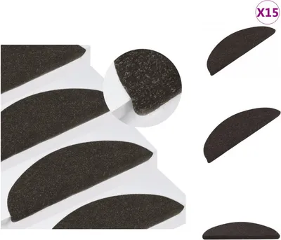 Image de vidaXL Tapis d'escalier Autoadhésif 15 pcs. 56x17x3 cm Noir - Tapis d'escalier