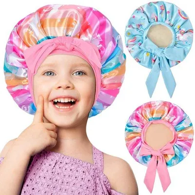 Productafbeelding van Kindermuts 2 Stuks - Satijnen Muts - Slaapmuts - Huidvriendelijk - Ademend - Elastische Band - Haarkap