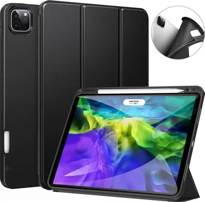 Produktbild von Hülle für iPad Pro 11 2020(2.Generation), Soft TPU Rückseite Abdeckung Schutzhülle mit Stifthalter, Auto Schlaf/Aufwach, für iPad Pro 11 Zoll 2020,Schwarz