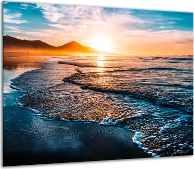 Produktbild von Herdabdeckplatten Glaskeramikkochfeld-Abdeckung Spritzschutz Glas 60x52cm Strand Meer