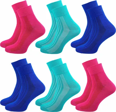 Produktbild von Gawilo  Wellness Socken ohne Gummi & ohne Naht  | kurzer Schaft | Damen (6 Paar), Rot Türkis Blau / 39 - 42