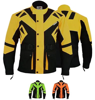 Produktbild von Motorradjacke Orange Gelb Grün Schwarz mit Protektoren GW300J, Größe:52/L, Farbe:Gelb