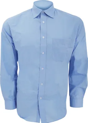 Image de Chemise pour homme Kustom Kit Business, manches longues BC593 (tour de cou 38 cm) (bleu clair)