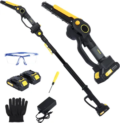 Produktbild von 2-in-1 Akku-Stangensäge & Mini-Kettensäge, bürstenlose Elektro-Kettensäge mit 2 x 2.0Ah Akku, 4.9-7.5ft verstellbare Stangensäge für Baumbeschneidung