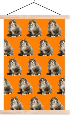 Produktbild von MuchoWow® Textilposter Tiere - Orange - Muster 120x180 cm mit holzfarbenen Rahmen - Textil-Plakat