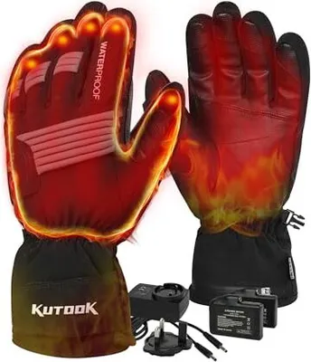 Produktbild von KUTOOK Beheizbare Handschuhe Sofort Beheizt Warm Wasserdicht Motorradhandschuhe Winter Skihandschuhe für Skifahren Motorrad Fahrrad Outdoor Sport