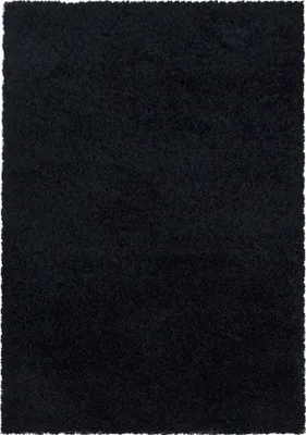 Produktbild von Villa Möbel Sydeno Wohnzimmer-Teppich, Hochflor-Teppich, Flauschig, Einfarbig, Farbe:Schwarz, Grösse:100x200 cm