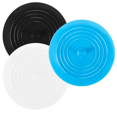 Produktbild von 3-teiliges universelles Silikon-Abflussstopfen-Set für Spülbecken, Badewannen und Waschbecken (blau+weiß+schwarz)