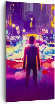 Produktbild von Bild auf Leinwand - Leinwandbild - futuristisch Grafik Stadt Beleuchtung - 65x120cm - Wand Bild - Wanddeko - Leinwanddruck - Bilder - Kunstdruck - Leinwand bilder - Wandkunst - PA65x120-3189