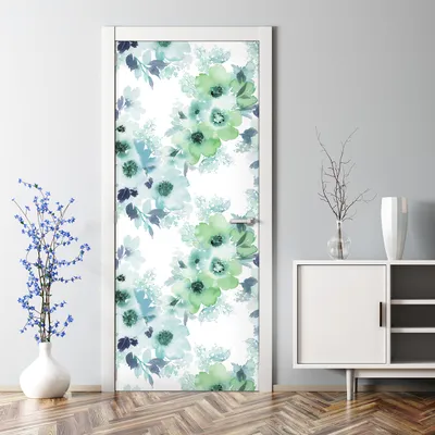Produktbild von Dekorative Türtapete selbstklebend Klebefolie Türposter Türaufkleber Aquarell Blumen 77 x 200 cm