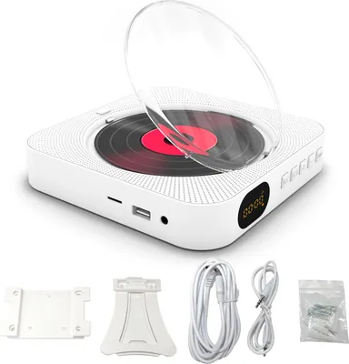 Zdjęcie produktu dla Przenośny odtwarzacz CD KC-909 Wbudowany głośnik Stereofoniczne odtwarzacze CD z podwójnym gniazdem słuchawkowym 3,5 mm Ekran LED Ścienny odtwarzacz muzyki CD z pilotem na podczerwień Obsługuje CD/BT/FM/Karta TF/AUX