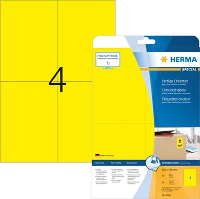Produktbild von Etiketten 105x148 mm gelb ablösbar Papier matt VE=32x 80 Stück