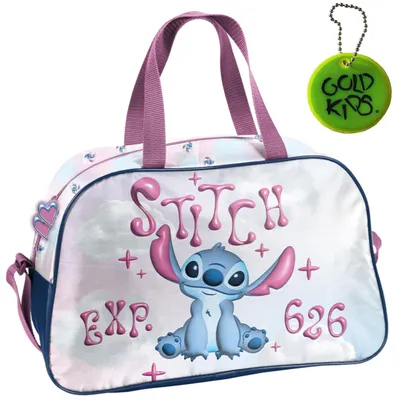 Produktbild von Sporttasche Kinder für Mädchen & Jungen - Umhängetasche mit Stitch Motiv - Schwimmtasche mit verstärktem Boden - Trainingstasche 40 x 25 x 15 cm