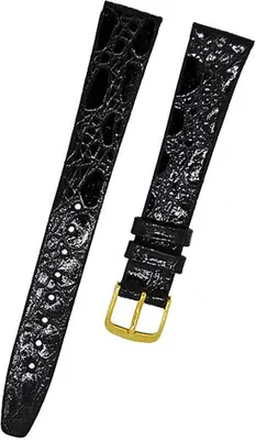 Produktbild von FORTIS Uhrenarmband LEDER schwarz Kroko Dornschließe 14mm