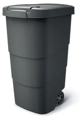 Image de Conteneur de jardin à roulettes WHEELER anthracite avec couvercle noir recyclé 90l
