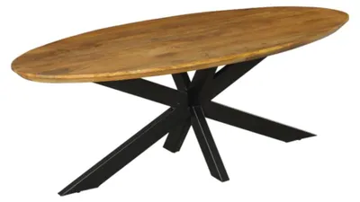 Produktbild von Brandy Ovaler Esstisch aus schwarzem Mangoholz mit Matrixgestell 300x110x76 cm
