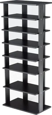 Produktbild von Predsieňový botník, 7 úrovní, stojan na 7/14 topánok, vyrobený z dreva, úzky a kompaktný pre úsporu miesta, 2 veľkosti 27,5 x 26,5 x 110 cm a 45 x 25 x 110 cm (čierna, L)