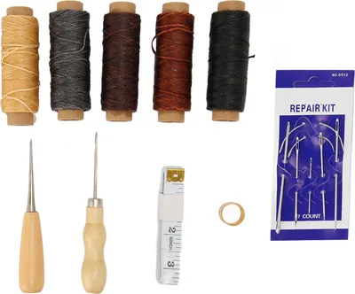 Immagine prodotto di 16pcs Kit di cucitura per riparazioni in pelle Strumenti di lavoro professionali per l'artigianato fai da te