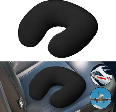 Produktbild von Nackenkissen PES Elasthan Mikroperl-Füllung 28x25x10cm schwarz Nackenhörnchen Nackenstütze Rückenkissen