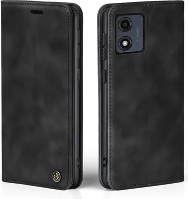 Produktbild von Handy Hülle für Motorola Moto E13 Klapphülle Bookcase Flip Cover Handy Tasche Etui Farbe: Schwarz