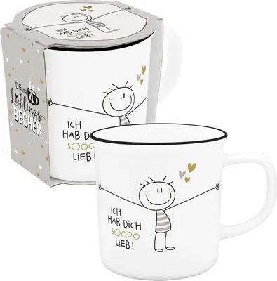 Produktbild von XL-Becher in Emailleoptik \Hab dich sooo lieb\""