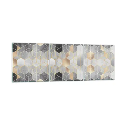 Produktbild von Bilder auf glas - 3 Teile - Geometrisch Abstraktion Sechsecke - 90x30cm - Glasbilder - Wandbilder - Bilder - Wanddekoration aus Glas - Glas Bilder - Wandbild auf Glas - GCA90x30-4776