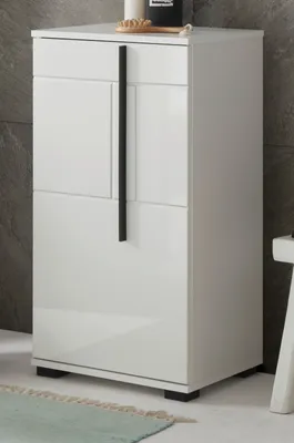Produktbild von Badezimmer Kommode "Design-D" in weiß Hochglanz Badschrank 45 x 87 cm Unterschrank