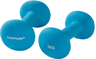 Produktbild von Tunturi 2er Set Kurzhantelset, Fitnessset, 5 kg, bunte Kurzhanteln mit Neoptren