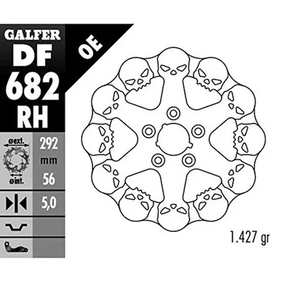 Produktbild von GALFER Bremsscheibe "DF682", RH - Skull, starr, mit ABE