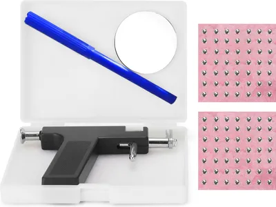 Image de Set d'outils de perçage en acier inoxydable, machine à percer professionnelle pour les oreilles, le nez et le nombril avec outils pour les clous d'oreilles