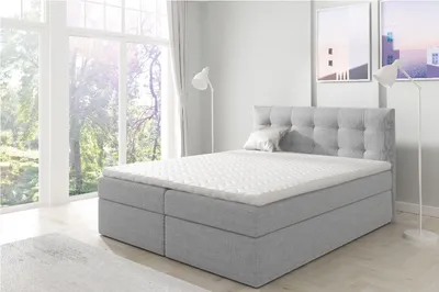 Obrázok produktu pre Čalúnená boxspringová posteľ 160x200 IVANA 1 - sivá + topper ZDARMA