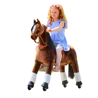 Produktbild von Ponnie Mechanisches Pferd auf Rollen Happy M - Pony mit Rollen für Kinder - Dunkelbraun