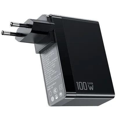 Produktbild von Mcdodo Gan Schnellladegerät Für Telefon, Laptop Usb-C Pd Usb-A Qc 100W Schwarz Ch-8101