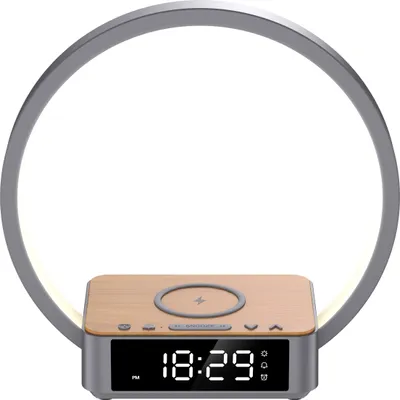 Produktbild von LED Lichtwecker mit Wireless Charging Schlaftimer Sonnenaufgang Snooze 3500K Grau